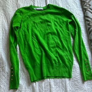 Zara Bright Green Long Sleeve Sweater